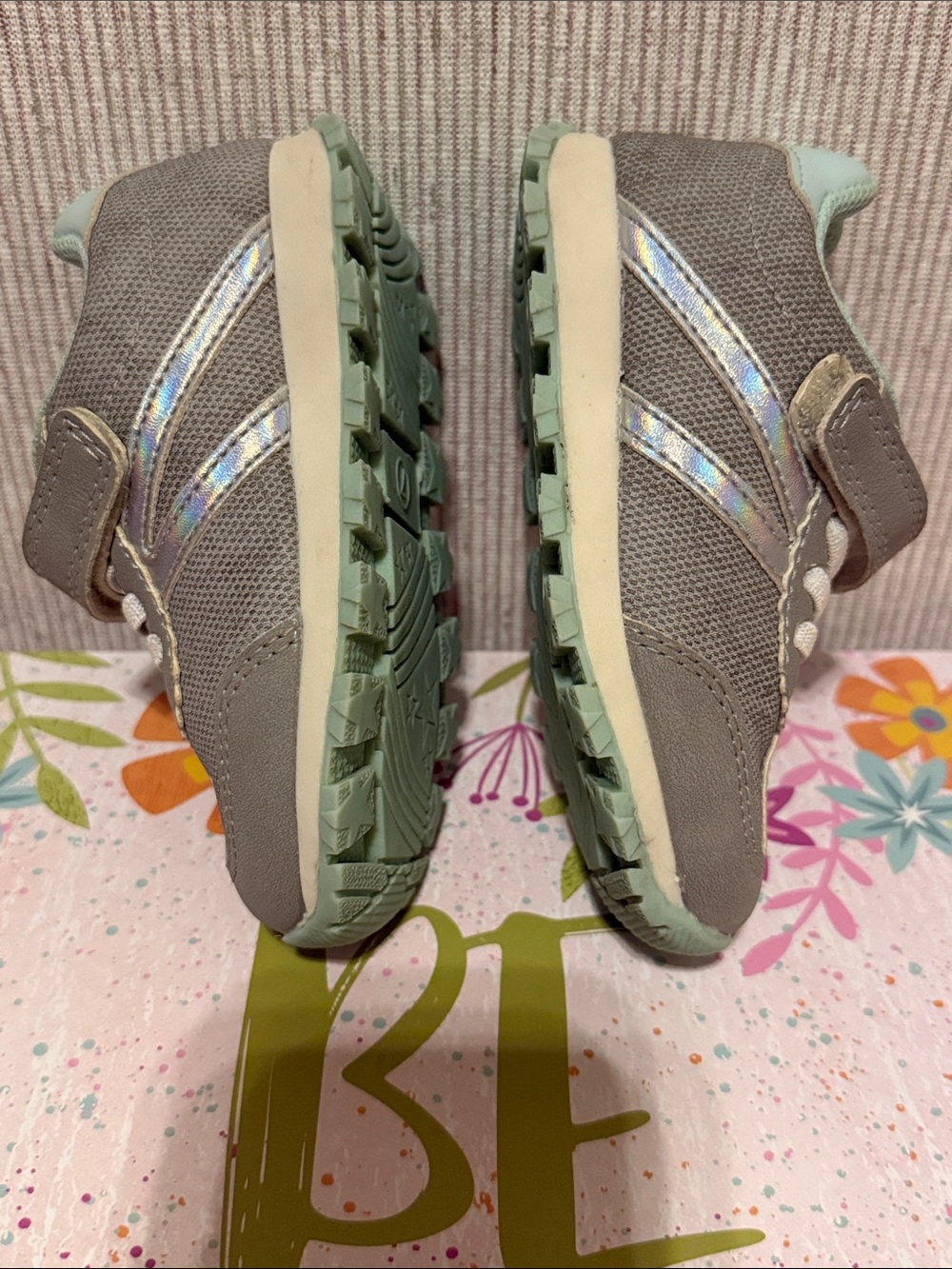 Carter’s Gray and Mint Slip-On Sneakers for Little Girls - Picture 3 of 6